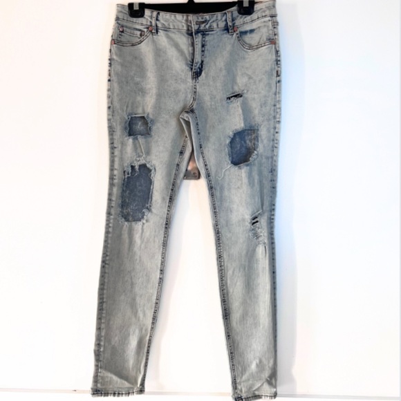 Refuge Denim - Light wash Distressed straight leg Jeans - size 12